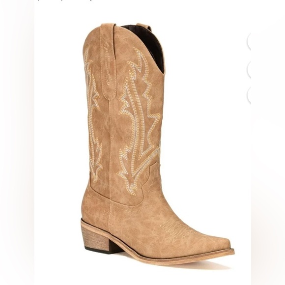 Boutique 9 Shoes - Cowboy Boots for Women Mid Calf Tan Cowgirl Boots Western Boots- size 6